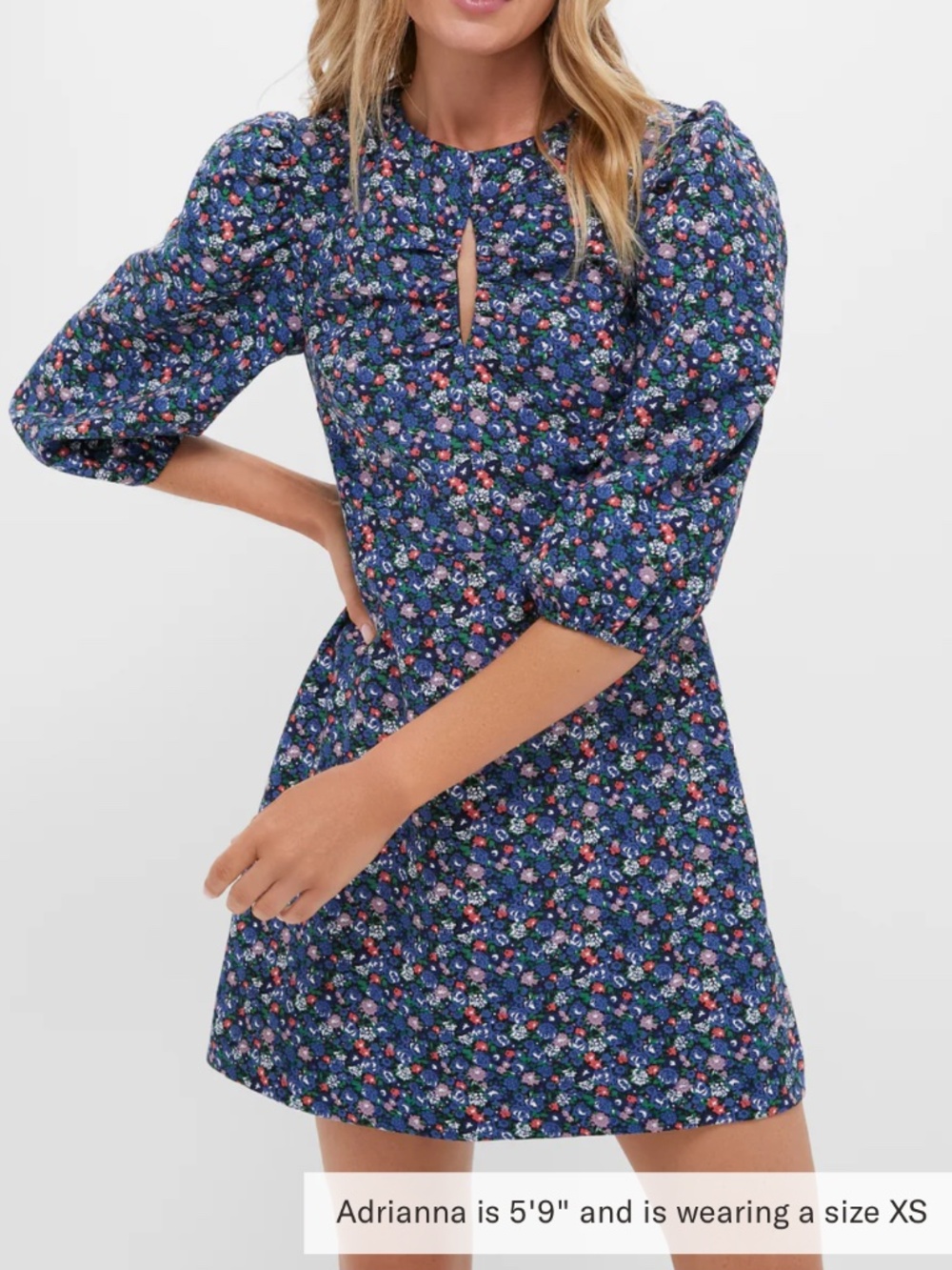 Black & Navy Corduroy Floral Keyhole Moore Mini Dress